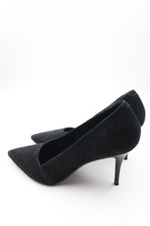 נעלי עקב מעוצבות בשחור זמש- מידה 39